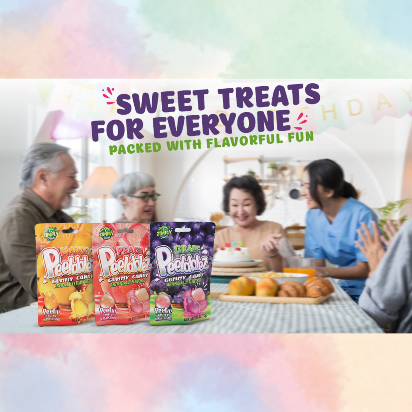 3 Pack Peelable Mango Gummies - 2.46 Oz Ea - 4D Peeling Gummy Candy Fruity Snack