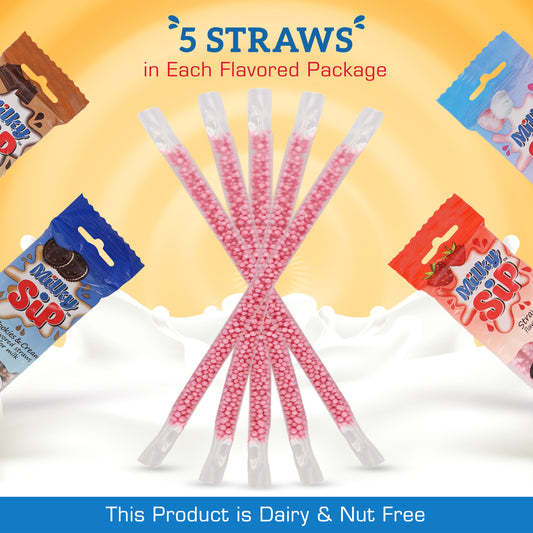 Milk Flavoring Straws 4 Packs 5 Ea Chocolate, Strawberry, Cookies & Cream, Cotton Candy