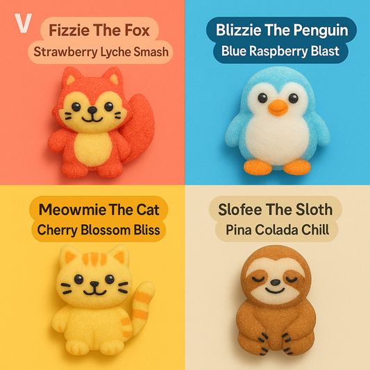 Fluffimals 4 Pcs Each Pack Edible Marshmallow Friends | Colorful 3D Animal-Shaped Candy Treats with Unique Flavors | Fun Character Snacks for Kids | Novelty Gift Set & Collectible Sweet Marshmallow Bites