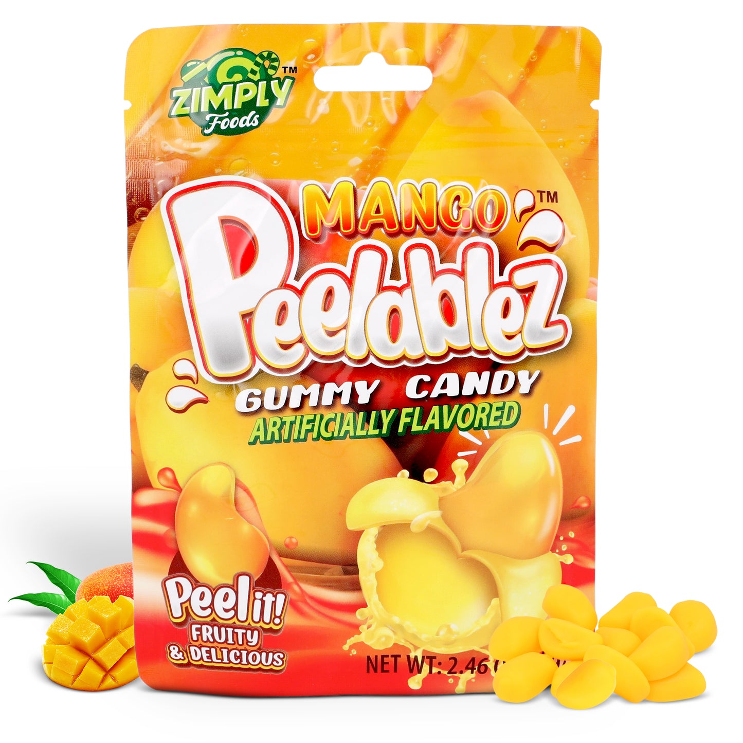 3 Pack Peelable Mango Gummies - 2.46 Oz Ea - 4D Peeling Gummy Candy Fruity Snack