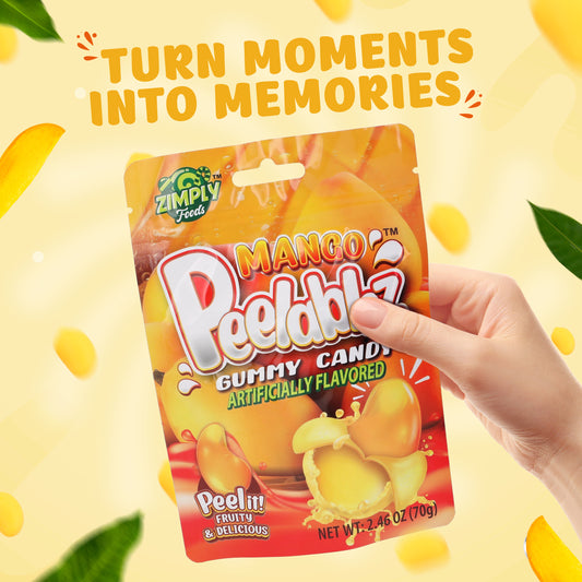 3 Pack Peelable Mango Gummies - 2.46 Oz Ea - 4D Peeling Gummy Candy Fruity Snack