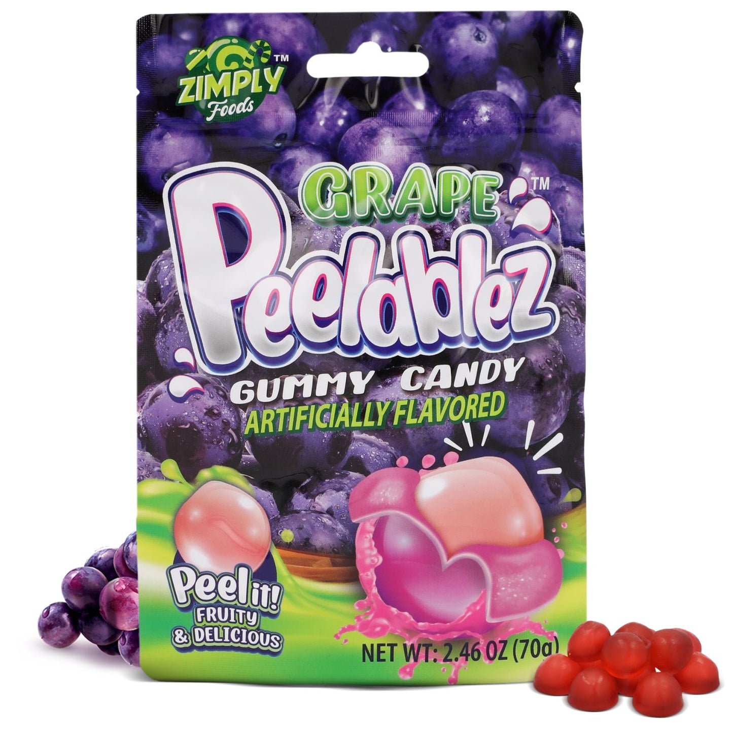 3 Pack Peelable Grape Gummies - 2.46 Oz Ea - 4D Peeling Gummy Candy Fruity Snack
