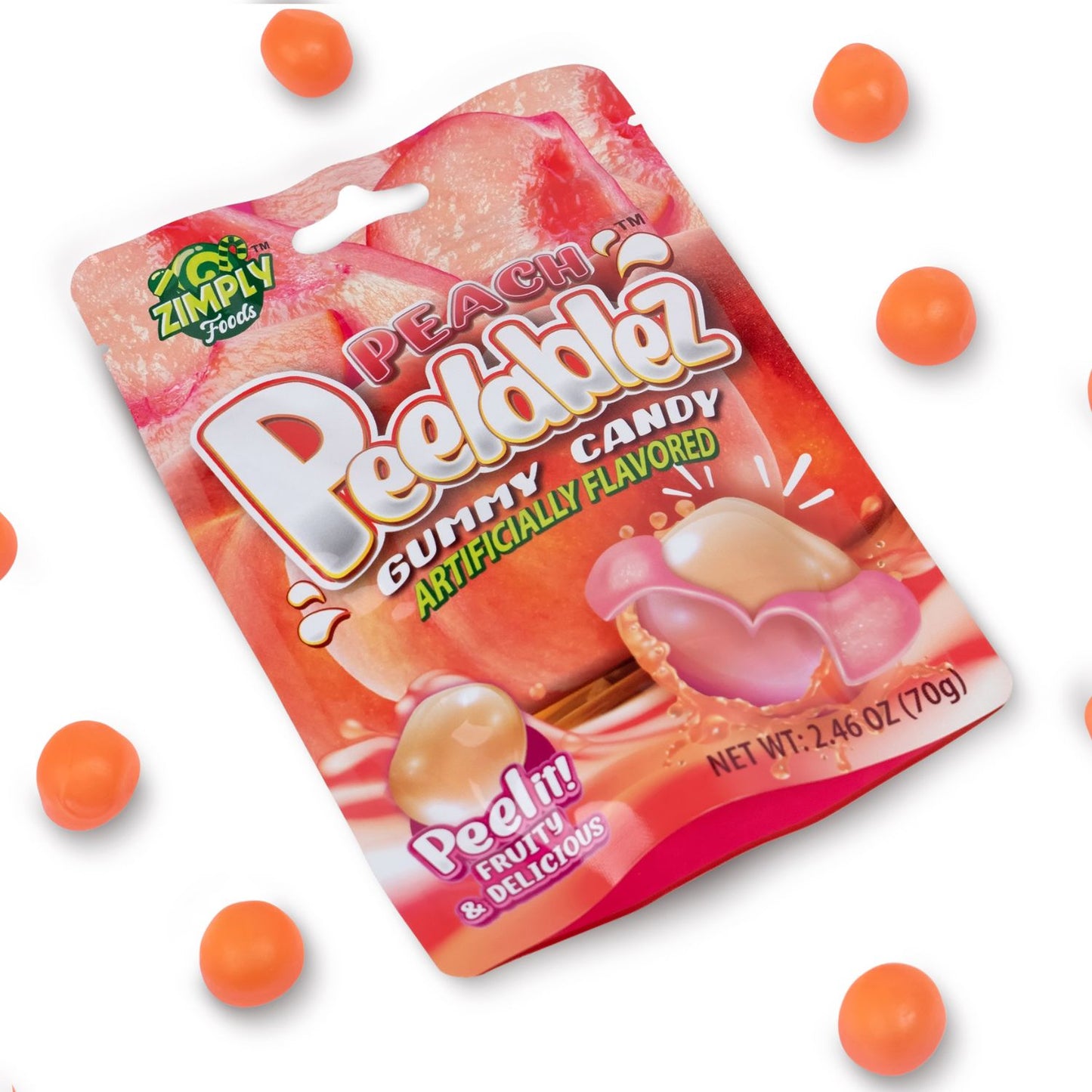 3 Pack Peelable Peach Gummies - 2.46 Oz Ea - 4D Peeling Gummy Candy Fruity Snack