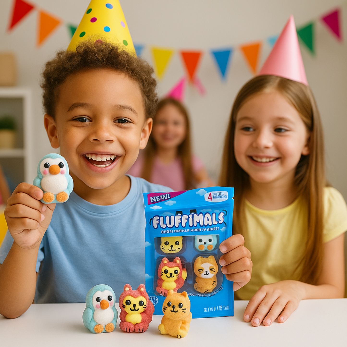 Fluffimals 4 Pcs Each Pack Edible Marshmallow Friends | Colorful 3D Animal-Shaped Candy Treats with Unique Flavors | Fun Character Snacks for Kids | Novelty Gift Set & Collectible Sweet Marshmallow Bites