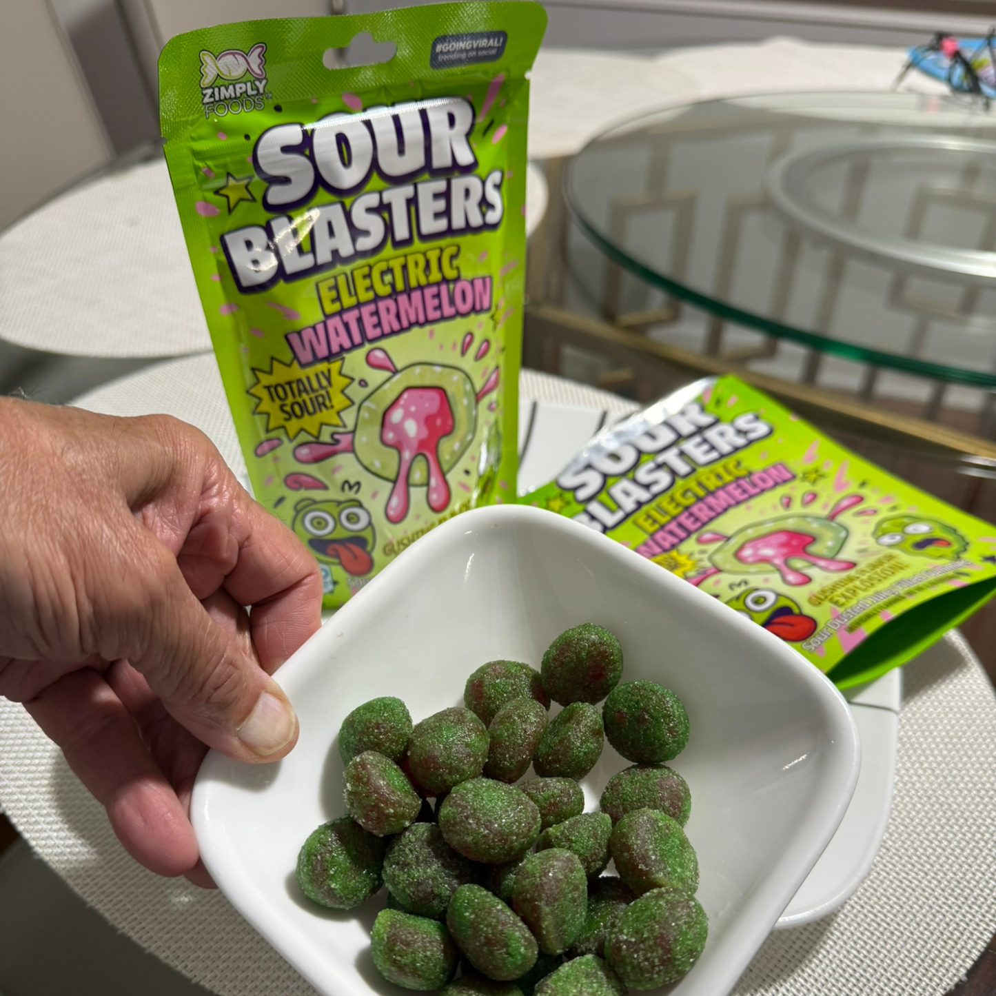 Sour Blasters Extreme Sour Electric Watermelon Gummies • 2 Packs Each 5.29 Oz Each • Juicy Liquid Center • Super Sour Blast Candy Challenge • Flavor Explosion Treat