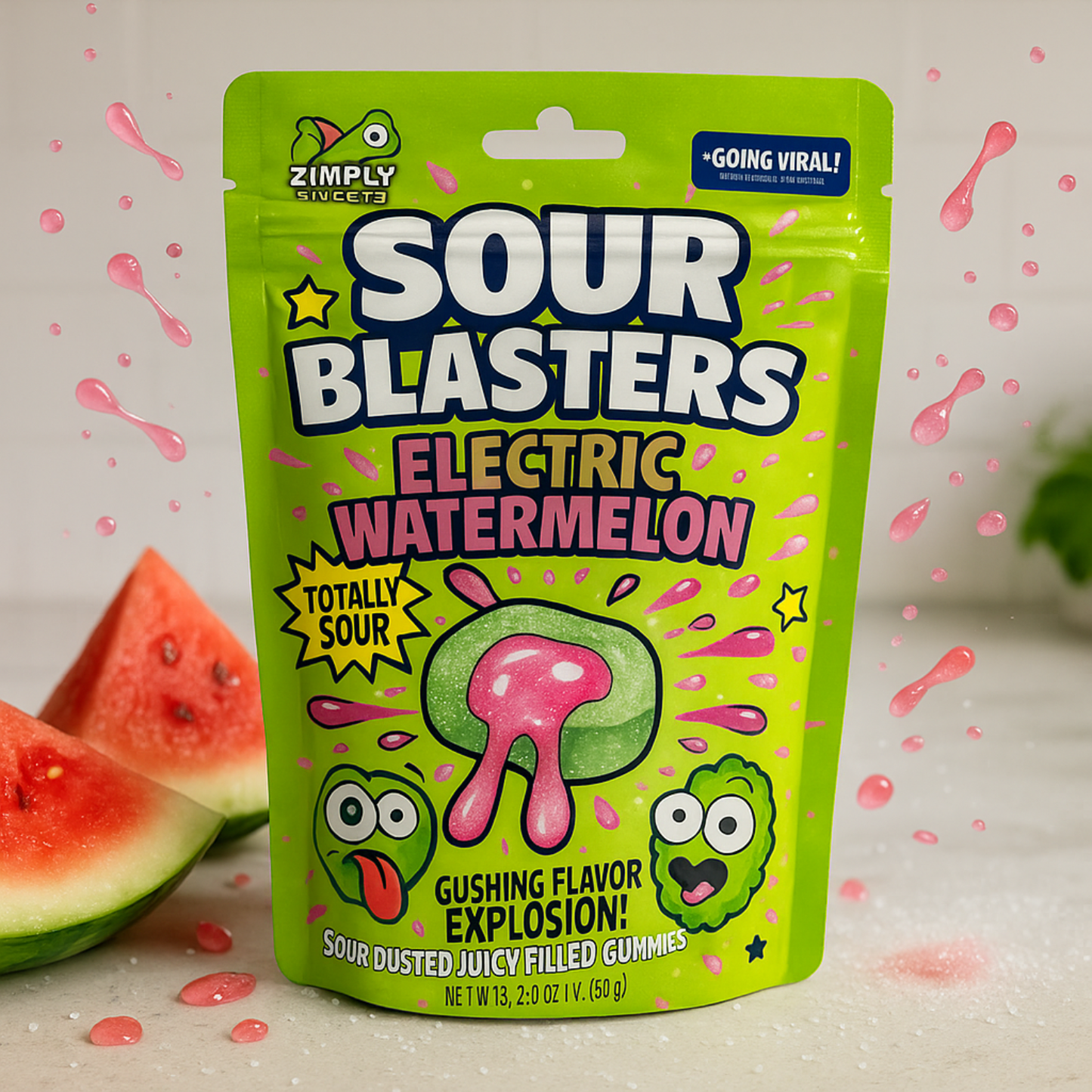 Sour Blasters Extreme Sour Electric Watermelon Gummies • 2 Packs Each 5.29 Oz Each • Juicy Liquid Center • Super Sour Blast Candy Challenge • Flavor Explosion Treat