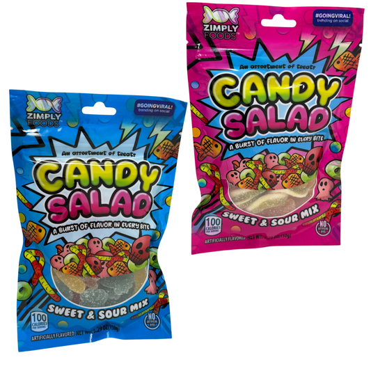 2 Packs Sweet & Sour Gummies – Mixed Candy Salad Gummies – Fun Shapes – 5.29oz Bags – Flavor Burst Chewy Treats