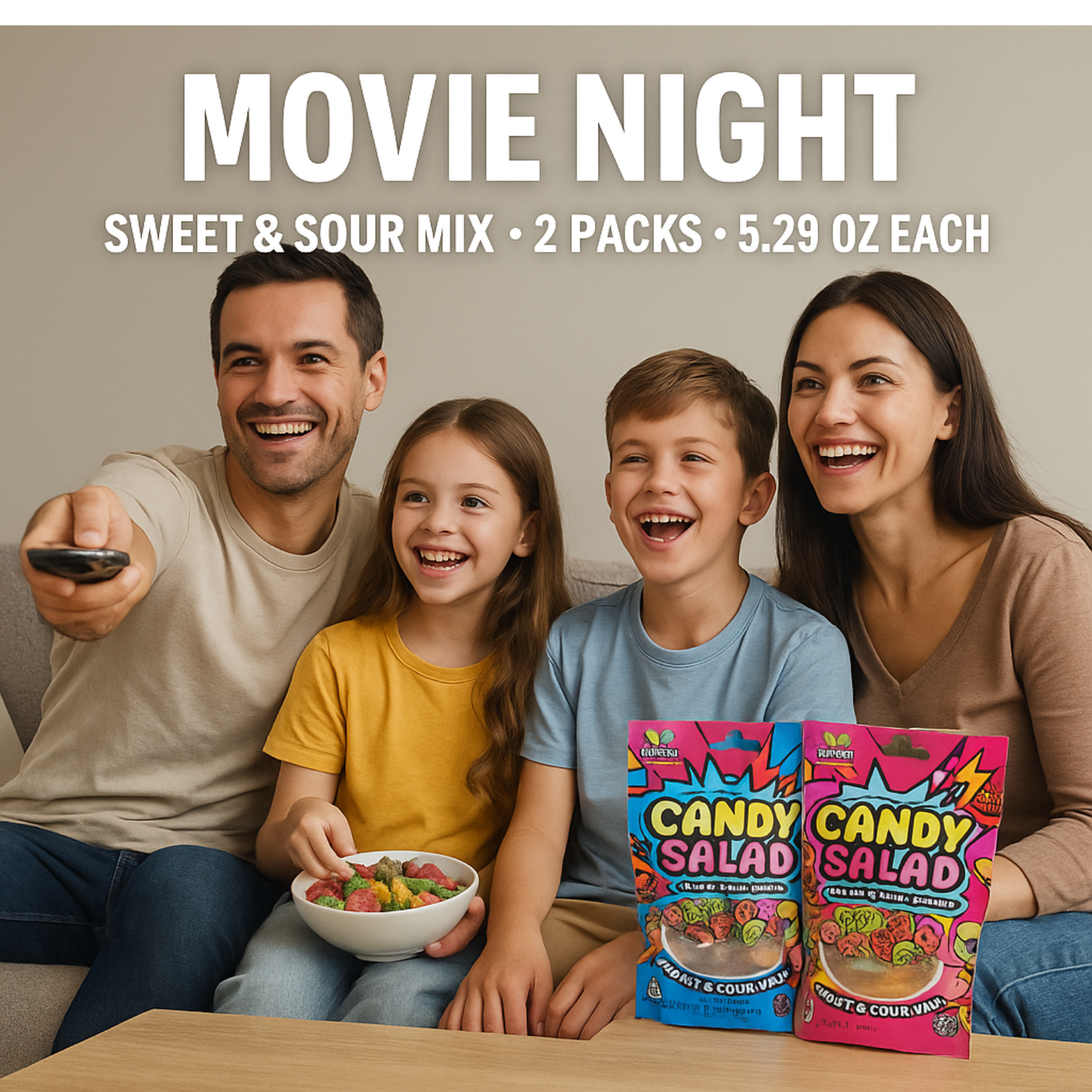 2 Packs Sweet & Sour Gummies – Mixed Candy Salad Gummies – Fun Shapes – 5.29oz Bags – Flavor Burst Chewy Treats