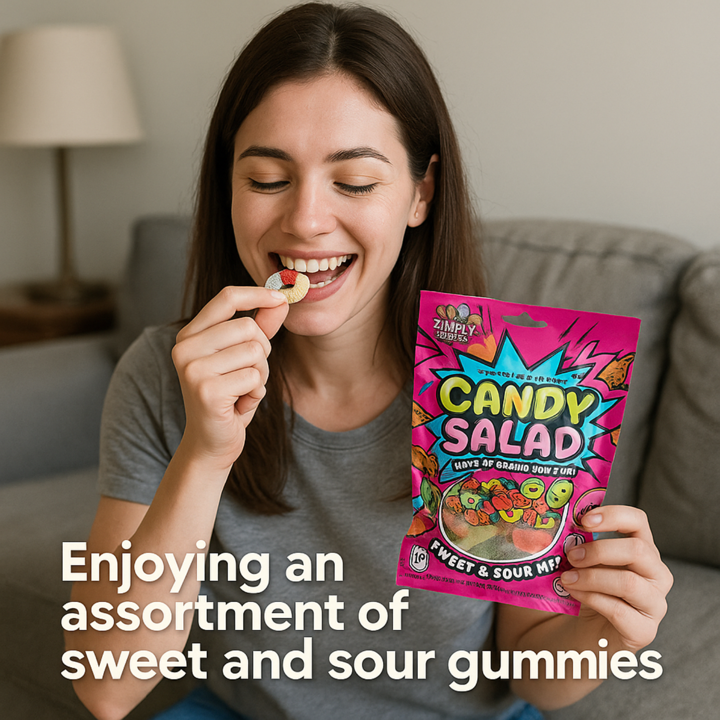 2 Packs Sweet & Sour Gummies – Mixed Candy Salad Gummies – Fun Shapes – 5.29oz Bags – Flavor Burst Chewy Treats